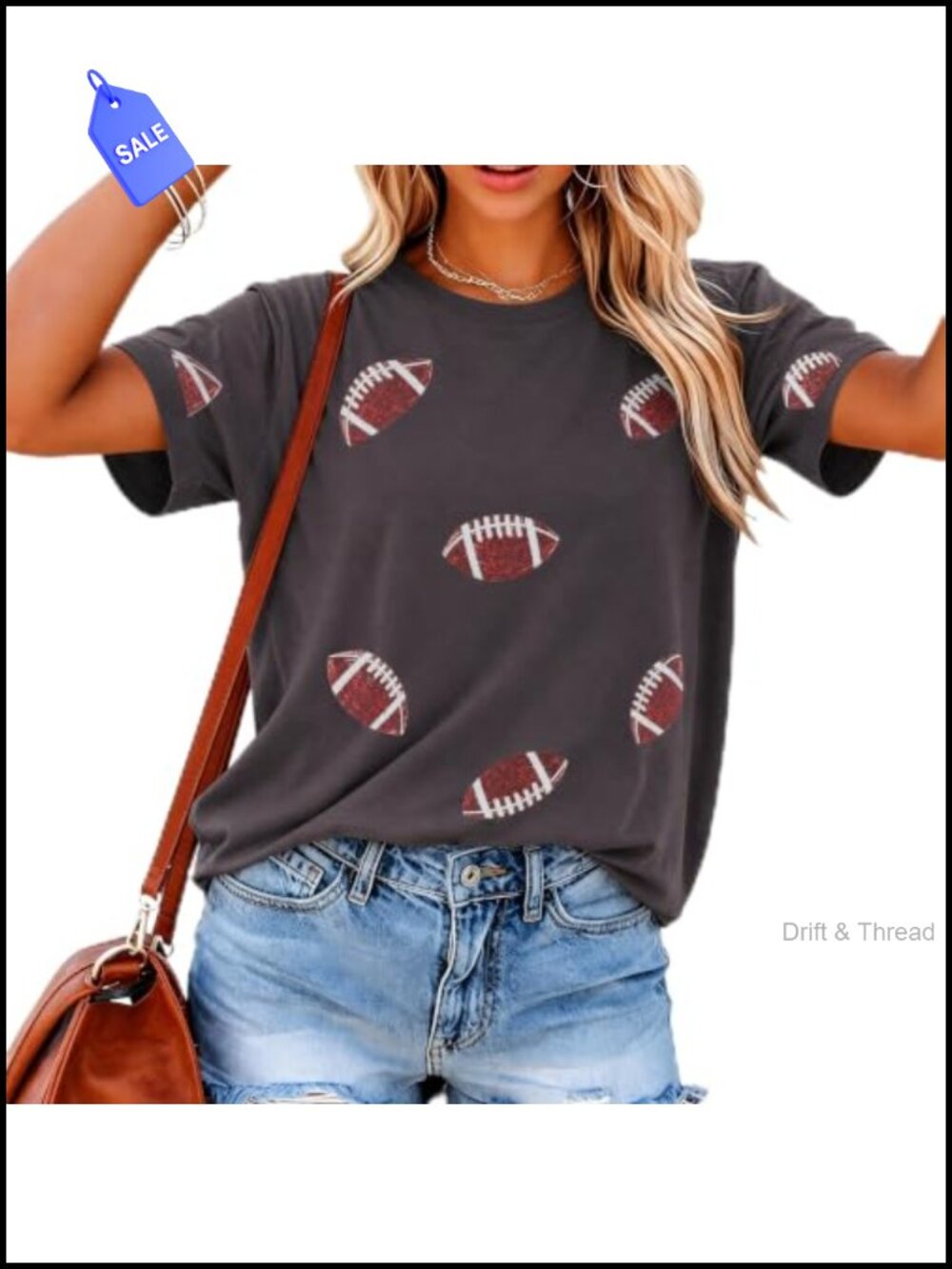 Women's Football Game Day Tee Short Sleeve Crew Neck Casual Sports Fan Shirt